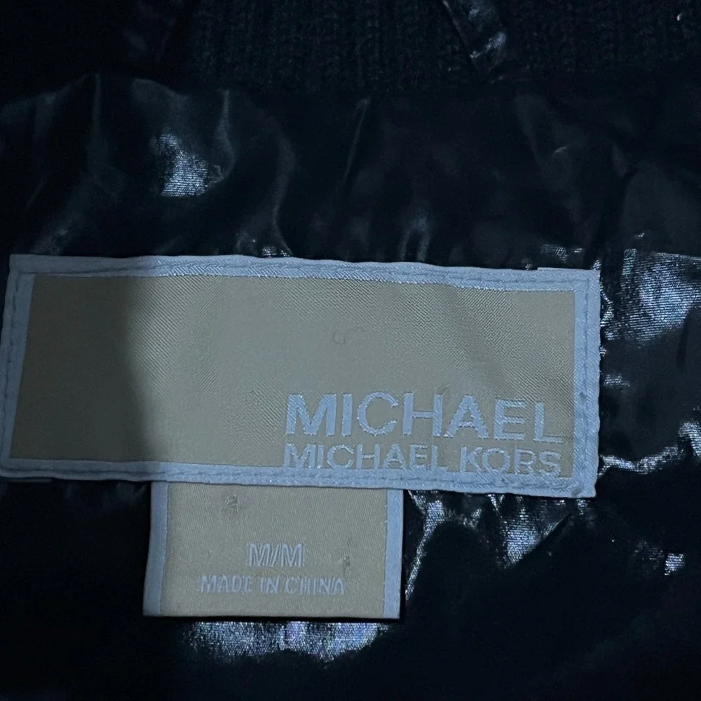 Michael Kors Puffer Vest Womens Medium‎ Belted Grunge Glossy Goth Black Y2K